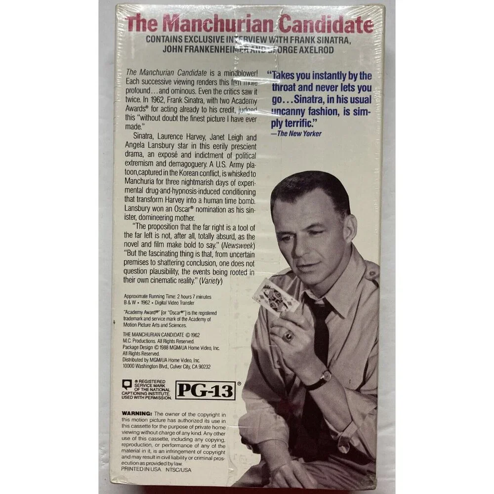 The Manchurian Candidate (VHS, 1988) Factory Sealed – MGM – Security Seal